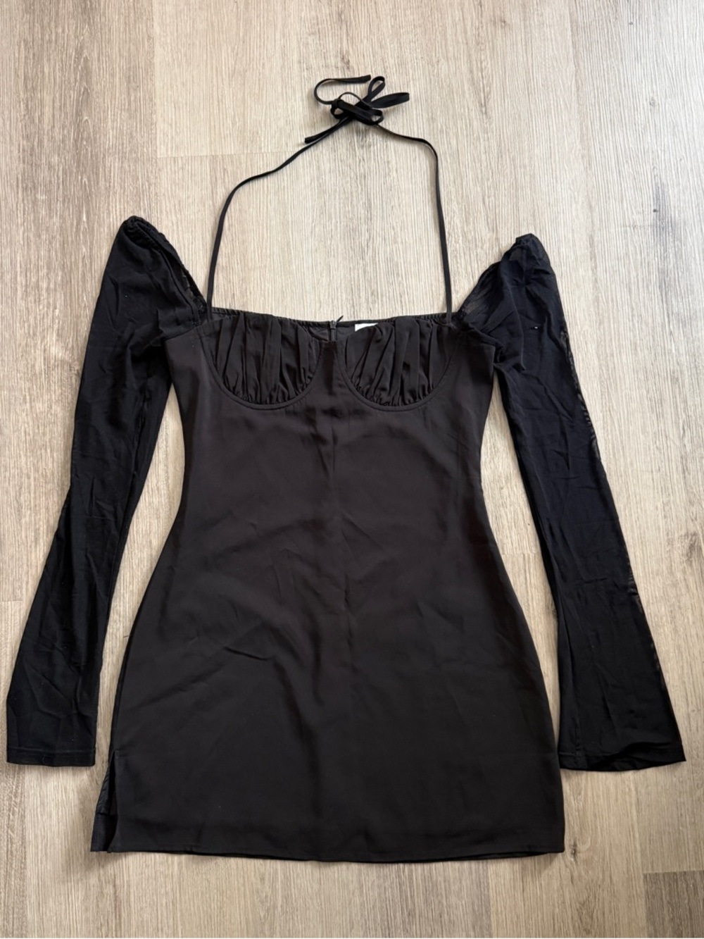 Princess Polly Black Off-Shoulder Mini Dress with Halter Tie